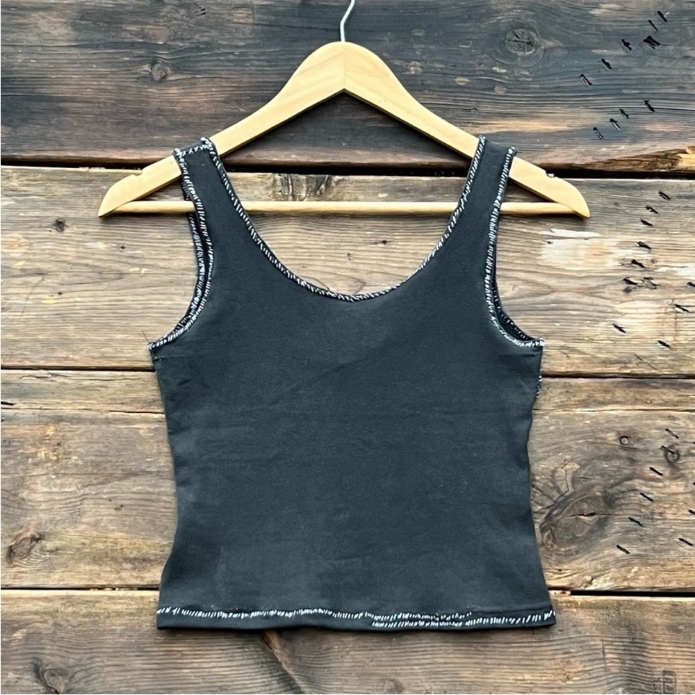 S Vintage Hand Stitched Black Cotton Tank Top Women's